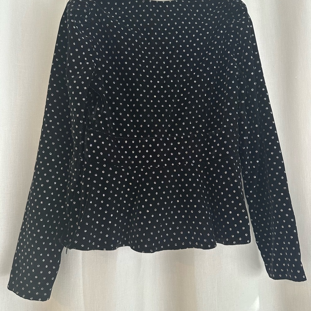 NWT! Express Velvet Deep V-Neck Peplum Top S - Picture 2 of 9